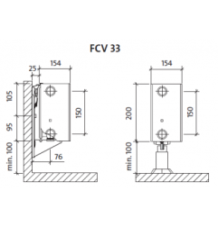 Radiatorius PURMO FCV 33 200-, 1400, pajungimas apačioje (be laikiklių)