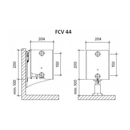 Radiatorius PURMO FCV 44 200-, 600, pajungimas apačioje (be laikiklių)
