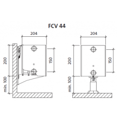 Radiatorius PURMO FCV 44 200-, 800, pajungimas apačioje (be laikiklių)