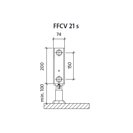 Radiatorius PURMO FFCV 21s 200-, 2000, pajungimas apačioje (be laikiklių)