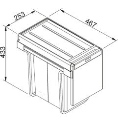 Šiukšliadėžė FRANKE, Cube 30, atidarymas ranka, 2x15l. 3