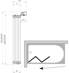 Sulankstoma vonios sienelė Ravak, VS3 130, balta+plastikas Rain