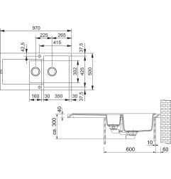 Granitinė plautuvė Franke Maris, MRG 651, Glacier 5