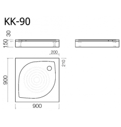 Akmens masės dušo padėklas Vispool, KK-90