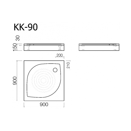 Akmens masės dušo padėklas Vispool, KK-90