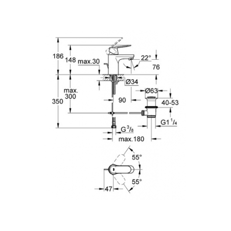Praustuvo maišytuvas GROHE Eurosmart Cosmopolitan, Chromas, EcoJoy
