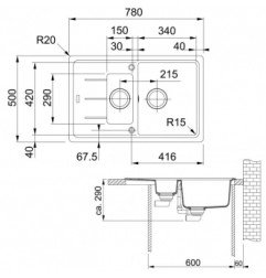 Granitinė plautuvė Franke Basis, BFG 651-78, Cashmere