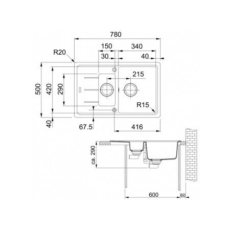 Granitinė plautuvė Franke Basis, BFG 651-78, Glacier