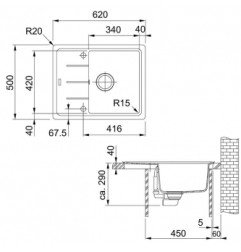 Granitinė plautuvė Franke Basis, BFG 611-62, Beige