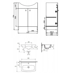 Vonios spintelė Cersanit, Cersania 60 su praustuvu