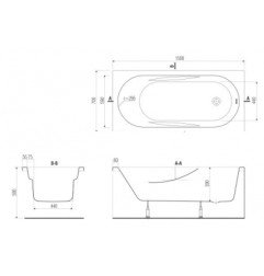Akrilinė vonia MITO RED, 150x70 + kojos 3