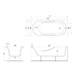 Akrilinė vonia MITO RED, 170x70 + kojos 3
