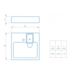 Virš skalbyklės montuojamas akmens masės praustuvas POLYCER Compactino, 60x60 3