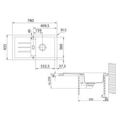 Granitinė plautuvė Franke Strata, STG 614-78, Onyx, užkemšamas ventilis