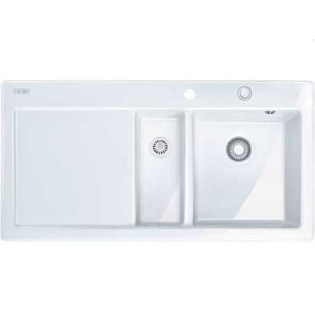 Keraminė plautuvė Franke Mythos, MTK 651-100, Glacier, dubuo dešinėje, 2 išgręžtos skylės 1