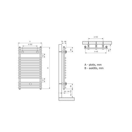 Rankšluosčių džiovintuvas Purmo Santorini, 400-714 mm baltas
