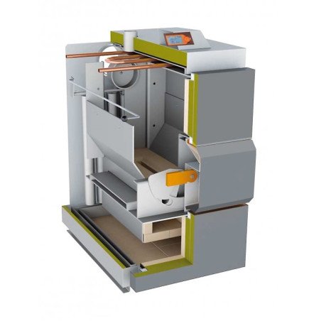 Dujų generacinis kieto kuro katilas Vigas, 40 (14-41) kW, dešininis