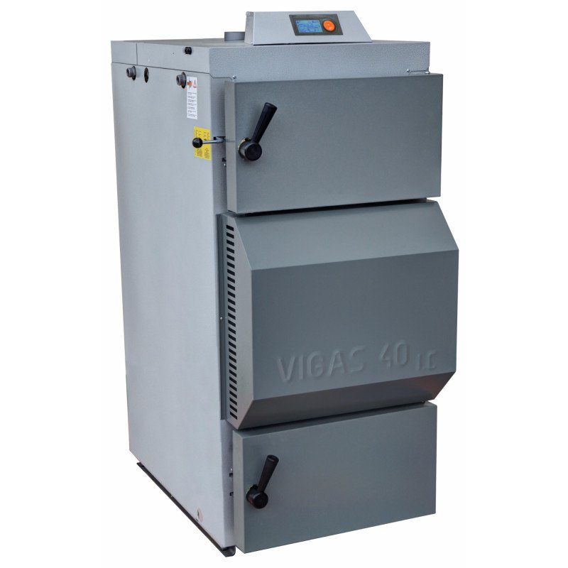 Dujų generacinis kieto kuro katilas Vigas LC, 40 (8-41) kW, kairinis