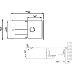 Granitinė plautuvė Franke Basis, BFG 611-78, Glacier 5