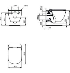 WC pakabinamas Ideal Standard Tesi, Aquablade, su paslėptais tvirtinimais 4