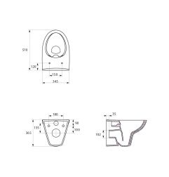 Pakabinamas WC Cersanit, Parva Clean-On 4