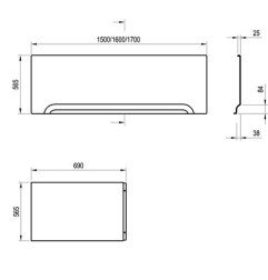 Universali apdailos plokštė Ravak vonioms, 160 priekinė