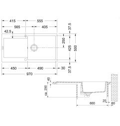 Granitinė plautuvė Franke Maris, MRG 611-100 XL, Steingrau 5