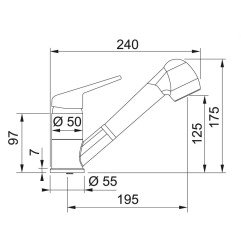 Plautuvės maišytuvas Franke Novara Plus, su ištraukiamu dušeliu, juoda matinė