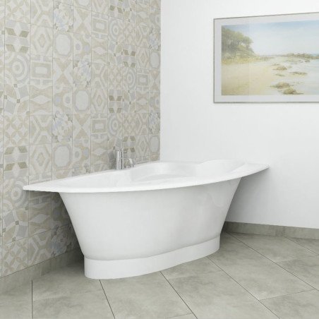 Akmens masės vonia Vispool Orte, kairės pusės, balta 1