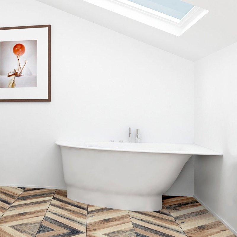 Akmens masės vonia Vispool Trevi, L, kairės pusės, balta