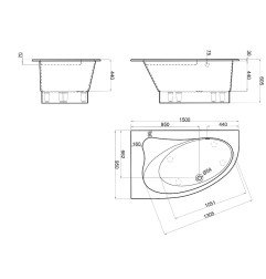 Akmens masės vonia Vispool Trevi, L, dešinės pusės, balta 3