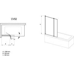 Vonios sienelė Ravak Chrome CVS2 100, dešinė, satin profilis 4
