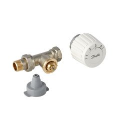 Komplektas: RTL mazgas Danfoss FJVR + termostatinė galva FJVR, 10-50°C, KVS 0.73, DN15, tiesus 3