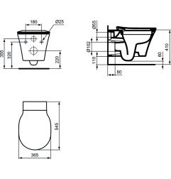 WC pakabinamas Ideal Standard Connect, Air Rimless, su paslėptais tvirtinimais 4