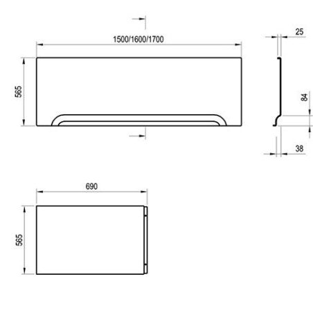 Universali apdailos plokštė Ravak vonioms, 170 priekinė