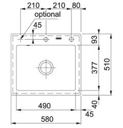 Keraminė plautuvė Franke Mythos, MTK 610-58, Magnolia, 2 išgręžtos skylės 3