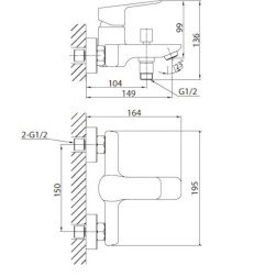 Vonios maišytuvas Optima, Cube Way 4