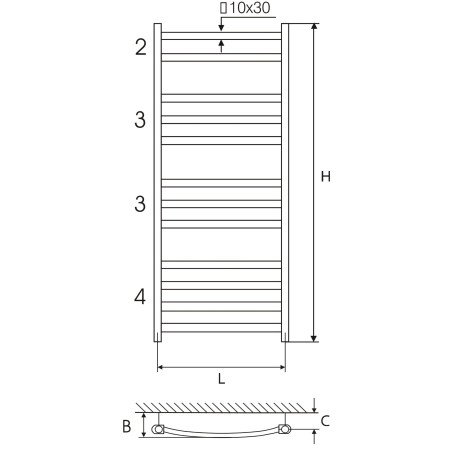 Vandeninis rankšluosčių džiovintuvas-kopetėlės Elonika, plieninis, EP 53x96 KD