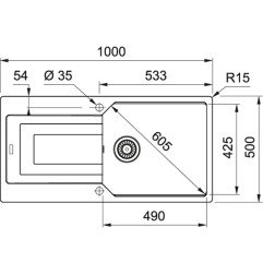 Granitinė plautuvė Franke Urban, UBG 611-100, Glacier 4