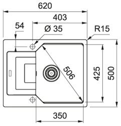 Granitinė plautuvė Franke Urban, UBG 611-62, Glacier 4