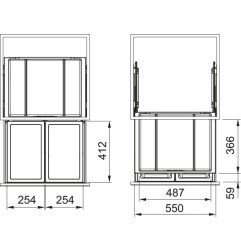 Šiukšliadėžė FRANKE, FX 60, 2x26 L 3