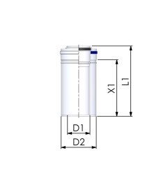 Dvigubas kamino pailginimas Cox Geelen CoxDENS PP/Alu, d60/100, 250 mm